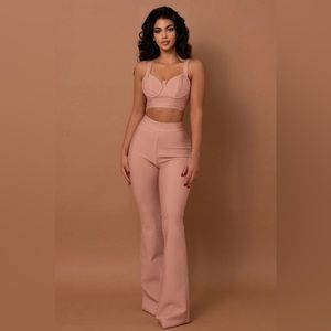 The Ava Bandage Pants Two Piece Pink Lemon Lunar Size S